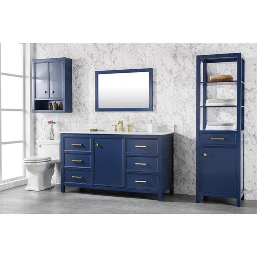 Legion Furniture WLF2160S-B 60 Inch Blue Finish Single Sink Vanity Cabinet with Carrara White Top - Backyard Provider