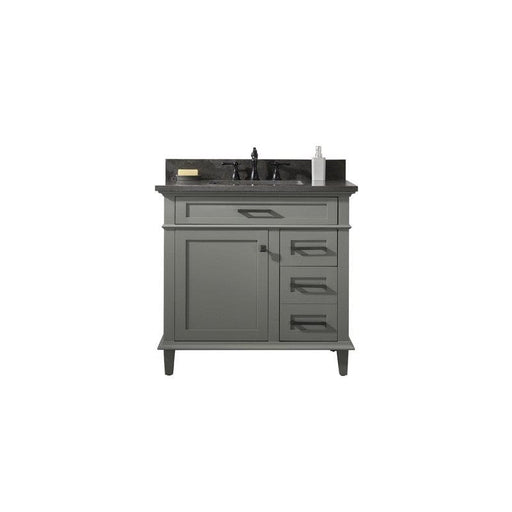 Legion Furniture WLF2236-PG 36 Inch Pewter Green Finish Sink Vanity Cabinet with Blue Lime Stone Top - Backyard Provider
