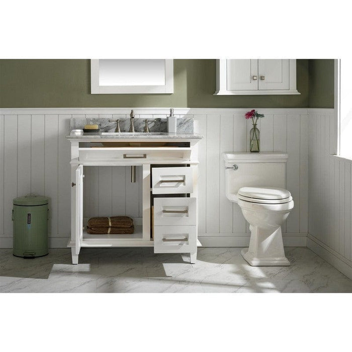 Legion Furniture WLF2236-W 36 Inch White Finish Sink Vanity Cabinet with Carrara White Top - Backyard Provider