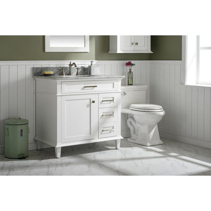 Legion Furniture WLF2236-W 36 Inch White Finish Sink Vanity Cabinet with Carrara White Top - Backyard Provider