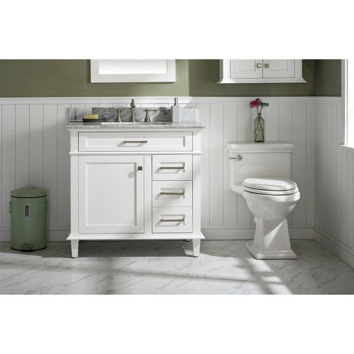 Legion Furniture WLF2236-W 36 Inch White Finish Sink Vanity Cabinet with Carrara White Top - Backyard Provider