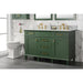 Legion Furniture WLF2254-VG 54 Inch Vogue Green Finish Double Sink Vanity Cabinet with Carrara White Top - Backyard Provider