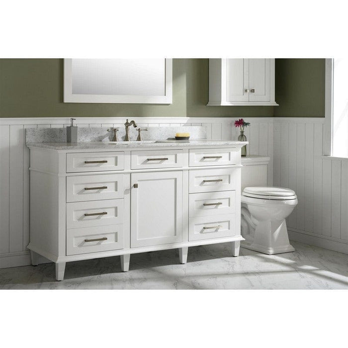 Legion Furniture WLF2260S-W 60 Inch White Finish Single Sink Vanity Cabinet with Carrara White Top - Backyard Provider