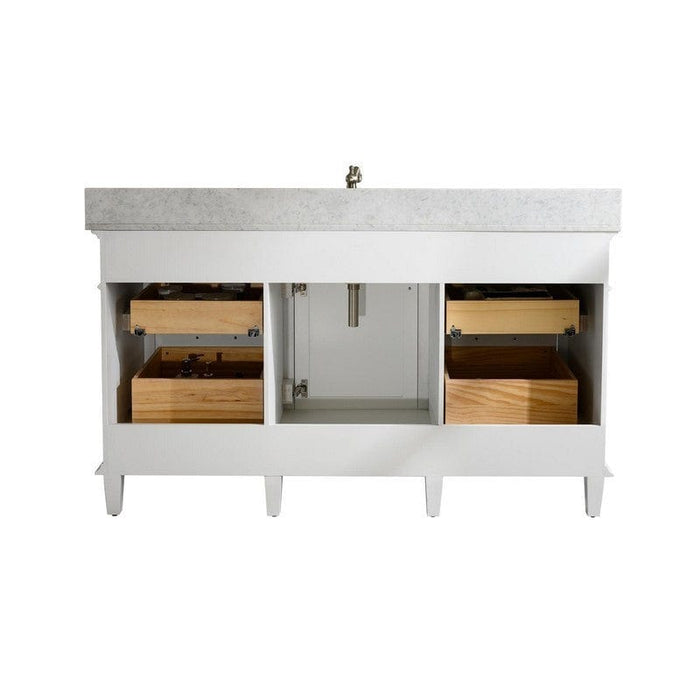 Legion Furniture WLF2260S-W 60 Inch White Finish Single Sink Vanity Cabinet with Carrara White Top - Backyard Provider