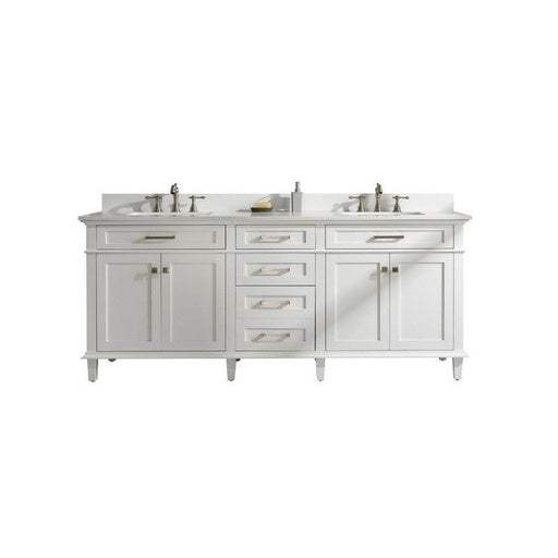 Legion Furniture WLF2280-W 80 Inch White Double Single Sink Vanity Cabinet with Carrara White Quartz Top - Backyard Provider