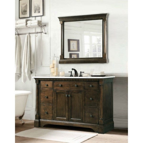 Legion Furniture WLF6036-48" 49 Inch Antique Coffee Vanity with Carrara White Top and Matching Backsplash, No Faucet - Backyard Provider