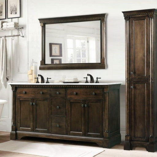 Legion Furniture WLF6036-60 61 Inch Antique Coffee Vanity with Carrara White Top and Matching Backsplash, No Faucet - Backyard Provider