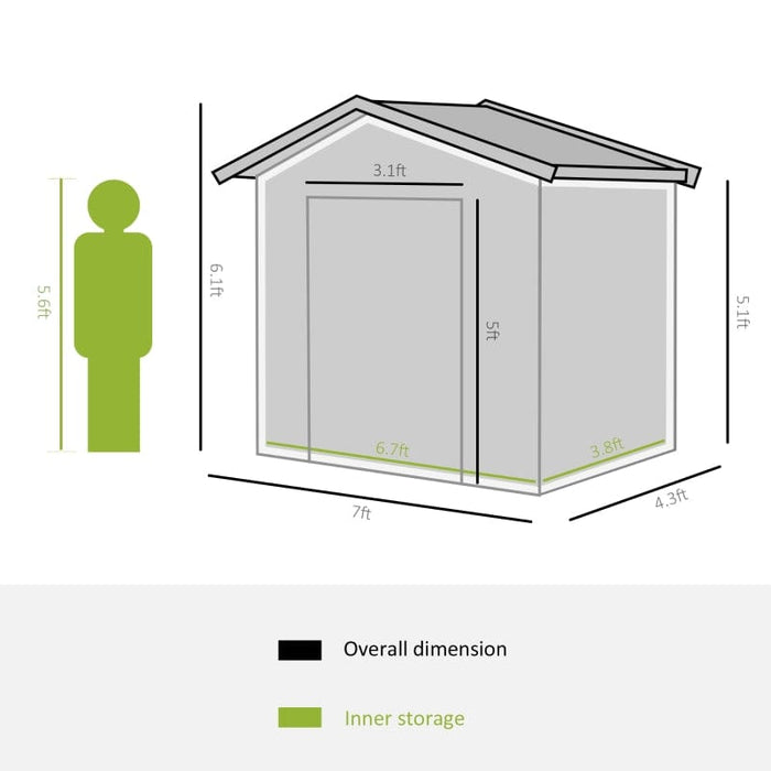 Outsunny 7' x 4' Steel Storage Shed Organizer - 845-030GN