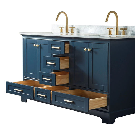 Legion Furniture WS3360-B 60 Inch Solid Wood Sink Vanity Without Faucet in Blue - Backyard Provider