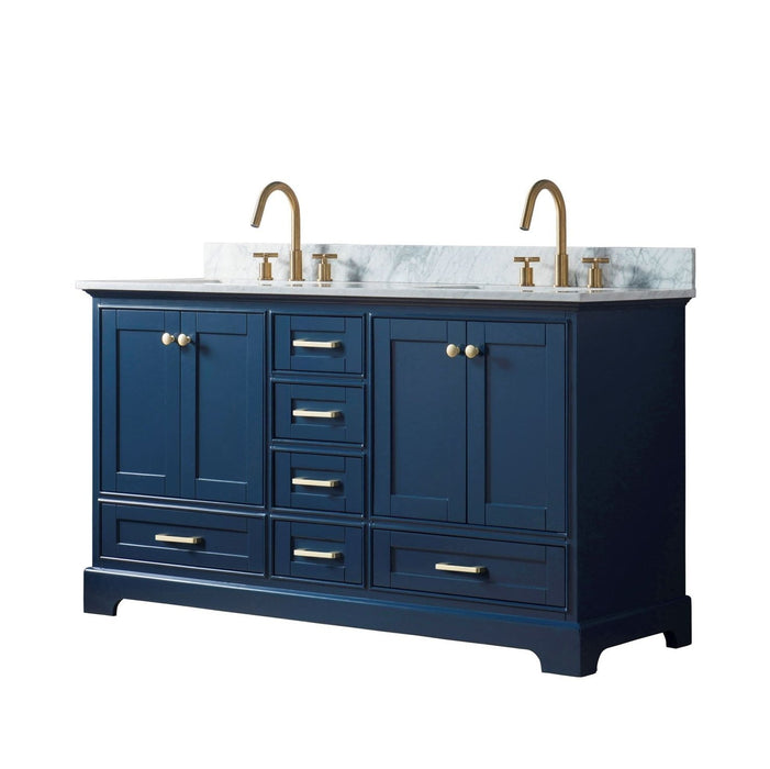 Legion Furniture WS3360-B 60 Inch Solid Wood Sink Vanity Without Faucet in Blue - Backyard Provider