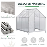 Outsunny 8' x 6' Aluminum Outdoor Greenhouse, Polycarbonate Walk-in Garden Greenhouse - 845-540V01SR