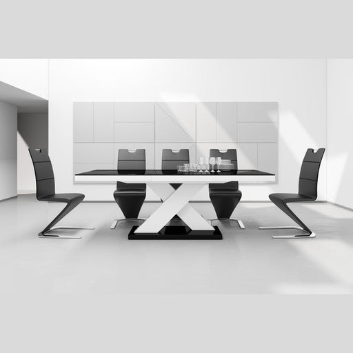 Maxima House XENA Dining Set with 6 chairs black/white - HU0037K-188B - Backyard Provider