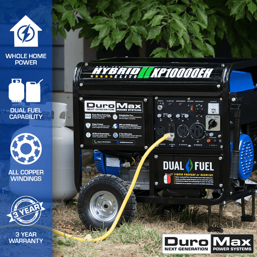 DuroMax 10,000 Watt Portable Dual Fuel Gas Propane Generator - XP10000EH