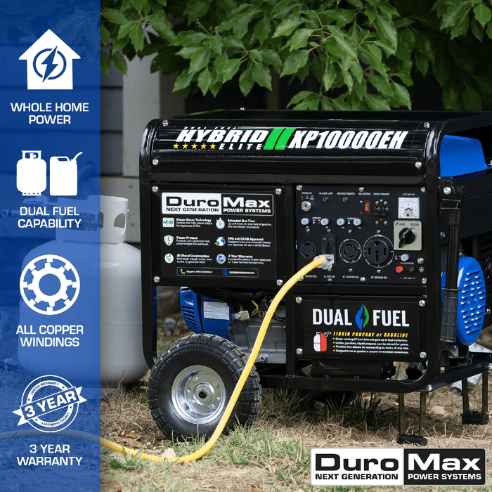 DuroMax 10,000 Watt Portable Dual Fuel Gas Propane Generator - XP10000EH
