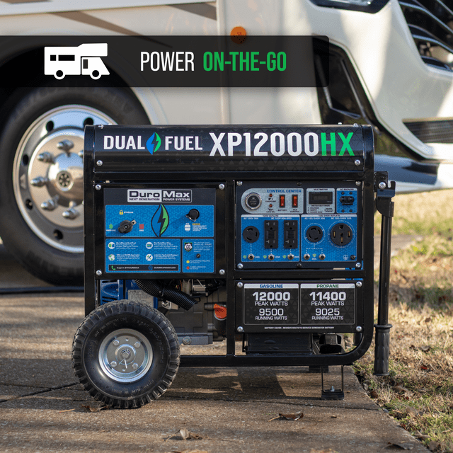 DuroMax 12,000 Watt Portable Dual Fuel Gas Propane CO Alert Generator - XP12000HX
