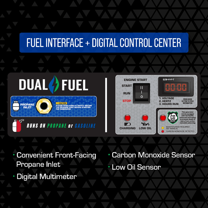 DuroMax 4,850 Watt Portable Dual Fuel Gas Propane CO Alert Generator - XP4850HX