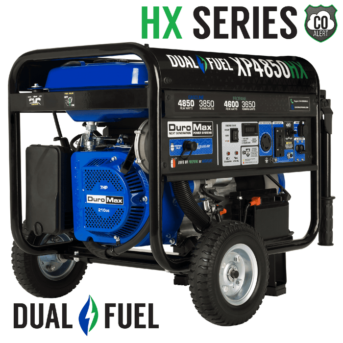 DuroMax 4,850 Watt Portable Dual Fuel Gas Propane CO Alert Generator - XP4850HX