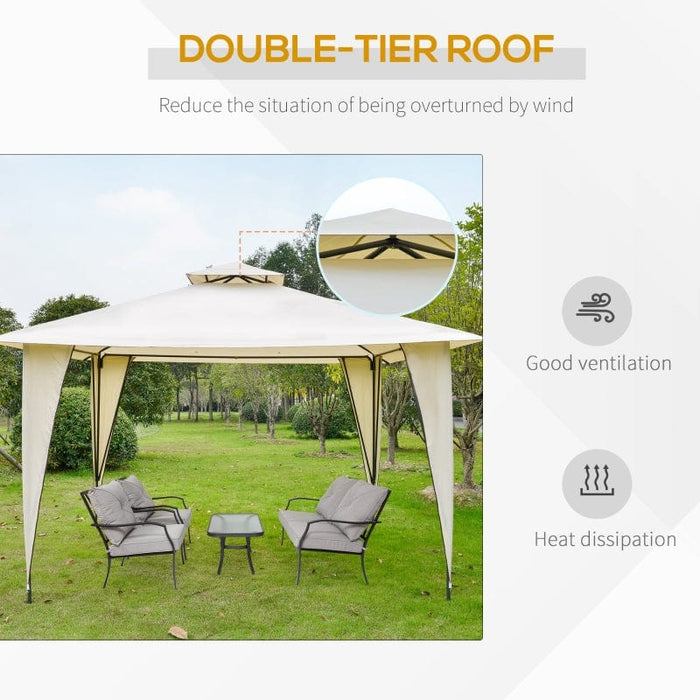 Outsunny 12' x 12' Outdoor Canopy Tent Party Gazebo with Double-Tier Roof - 84C-183BG