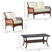 Outsunny 4-Piece Outdoor Wicker Sofa Set, Outdoor PE Rattan Conversation Furniture - 860-159CW