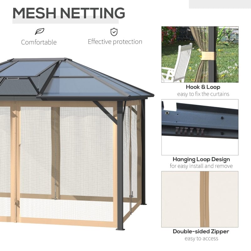 Outsunny 12' x 10' Hardtop Gazebo Aluminum Frame - 84C-291V01