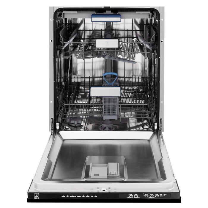 ZLINE 5-Piece Appliance Package - 48 In. Gas Range, Range Hood, Refrigerator, Microwave and Dishwasher in Black Stainless Steel, 5KPR-RGBRH48-MWDWV
