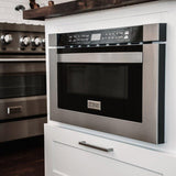 ZLINE Kitchen and Bath 36" Range, Range Hood, Microwave, Dishwasher & Refrigerator Appliance Package, 5KPR-RARH36-MWDWV