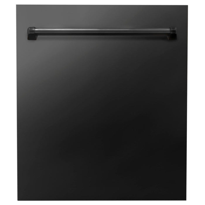 ZLINE Appliance Package - 36 in. Dual Fuel Range, Range Hood, Microwave, Dishwasher in Black Stainless Steel, 4KP-RABRBRH36-MWDW