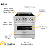 ZLINE Appliance Package - 30 in. Gas Range and 30 in. Range Hood, 2KP-RGRH30