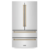 ZLINE 36 In. Autograph 22.5 cu. ft. Refrigerator with Ice Maker in Fingerprint Resistant Stainless Steel and Champagne Bronze Accents, RFMZ-36-CB