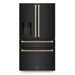 ZLINE 36 In. Autograph Refrigerator with Water and Ice Dispenser in Black with Champagne Bronze Handles, RFMZ-W-36-BS-CB