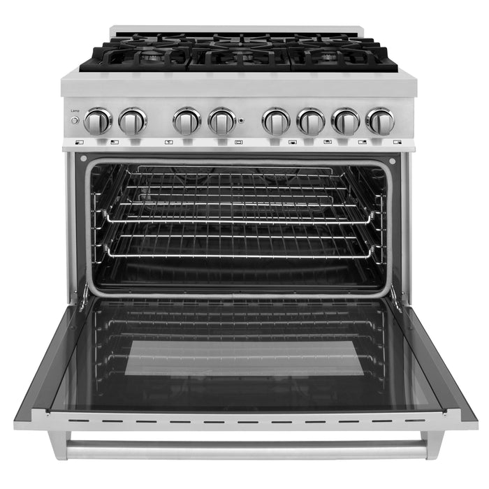 ZLINE 36 in. Professional Gas Burner/Electric Oven Stainless Steel Range, RA36