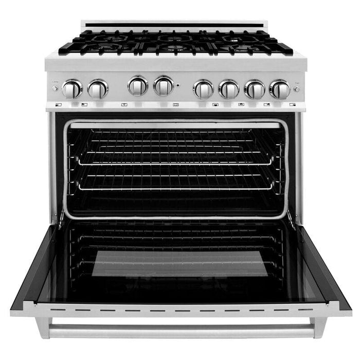 ZLINE 36 Inch Professional Gas Burner and Gas Oven Range in Stainless Steel, RG36