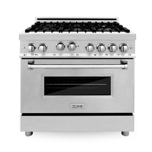 ZLINE 36 Inch Professional Gas Burner and Gas Oven Range in Stainless Steel, RG36