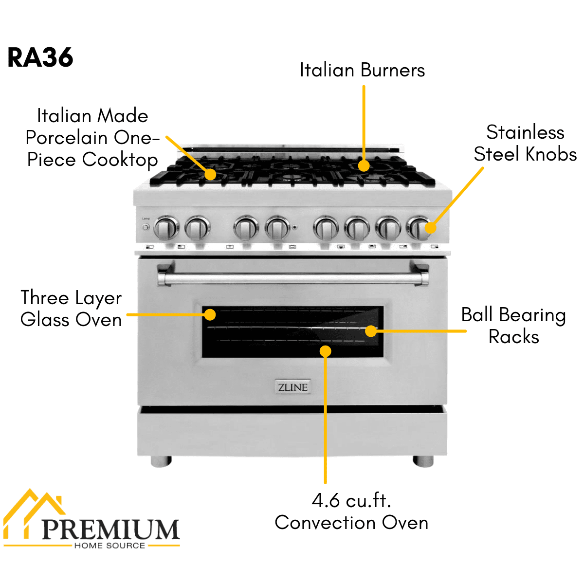 ZLINE Appliance Package - 36 in. Dual Fuel Range, Range Hood, Dishwasher, 3KP-RARH36-DW