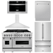 ZLINE Appliance Package - 48 in. Dual Fuel Range, Range Hood, Microwave Drawer, 3 Rack Dishwasher, Refrigerator, 5KPR-RARH48-MWDWV