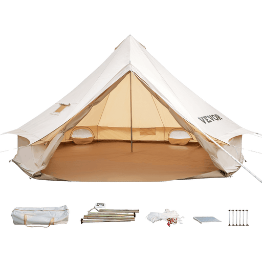 Vevor Bell Tent 16 ft/5m Yurt Cotton Canvas Waterproof With Stove Jack For 8-10 People 4 Seasons - Backyard Provider