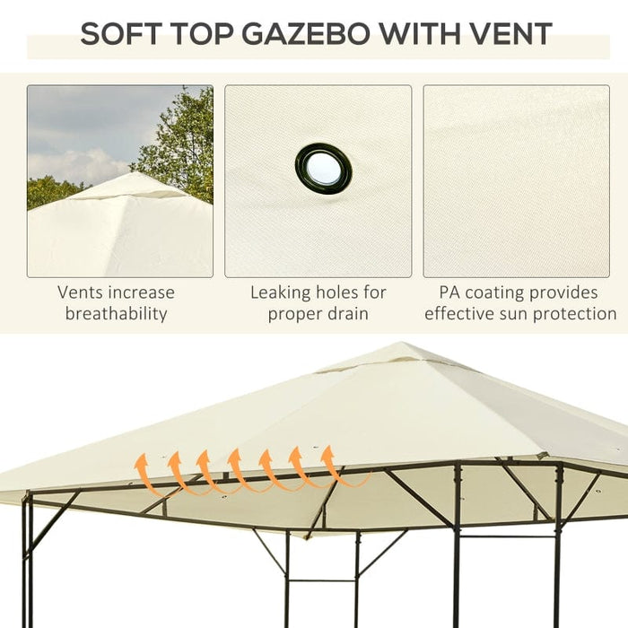 Outsunny 10'x10' Outdoor Modern Gazebo Canopy Cover with Cloth Side Panels - 01-0867