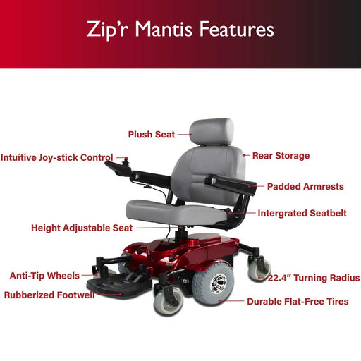 Zip’r Mantis Power Electric Wheelchair - Backyard Provider
