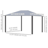 Outsunny 13' x 10' Outdoor Patio Gazebo Canopy with PA Coated Polyester Roof - 84C-188V01GY