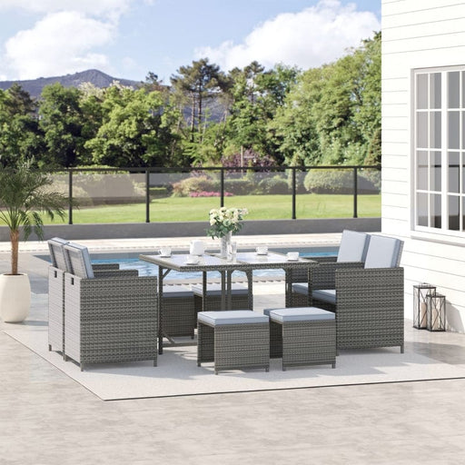 Outsunny 9 Piece Outdoor Rattan Wicker Dining Table and Chairs Furniture Set - 861-011GY