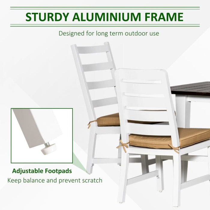 Outsunny 7 Piece Patio Dining Set with Umbrella Hole - 84B-990