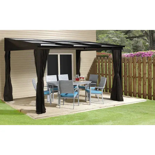 Sojag Gazebo Sutton 10 ft x 12 ft Dark Brown Wall-Mounted Hardtop Gazebo