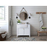 Ancerre Adeline Bathroom Vanity with Farmhouse Sink and Carrara White Marble Top Cabinet Set - VTS-ADELINE-36-W-CW-GD - Backyard Provider