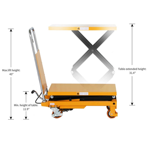 Apollolift Double Scissor Lift Table 330lbs 43.3" Lifting Height - A-2003 - Backyard Provider