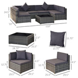 Outsunny 7 Piece Outdoor Patio Furniture, Modern Rattan Wicker Modular Sectional Patio Set - 860-020V01GY