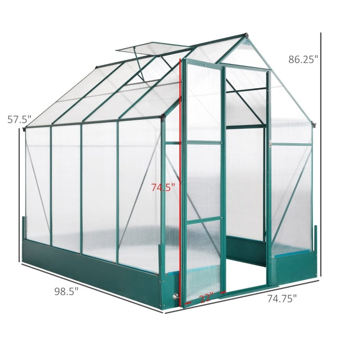 Outsunny 6' x 8' x 7' Walk-in Plant Polycarbonate Greenhouse - 845-421