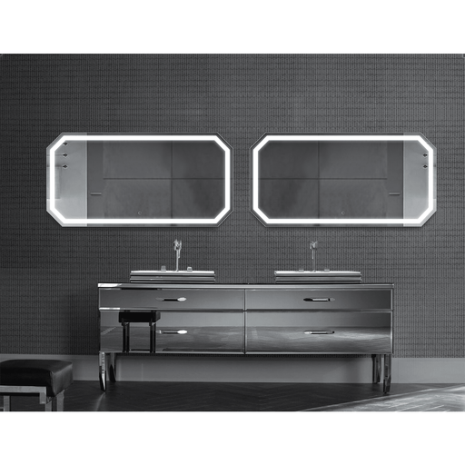 Krugg Tudor 60" X 30" LED Bathroom Mirror with Dimmer & Defogger Large Octagon Lighted Vanity Mirror TUDOR6030 - Backyard Provider