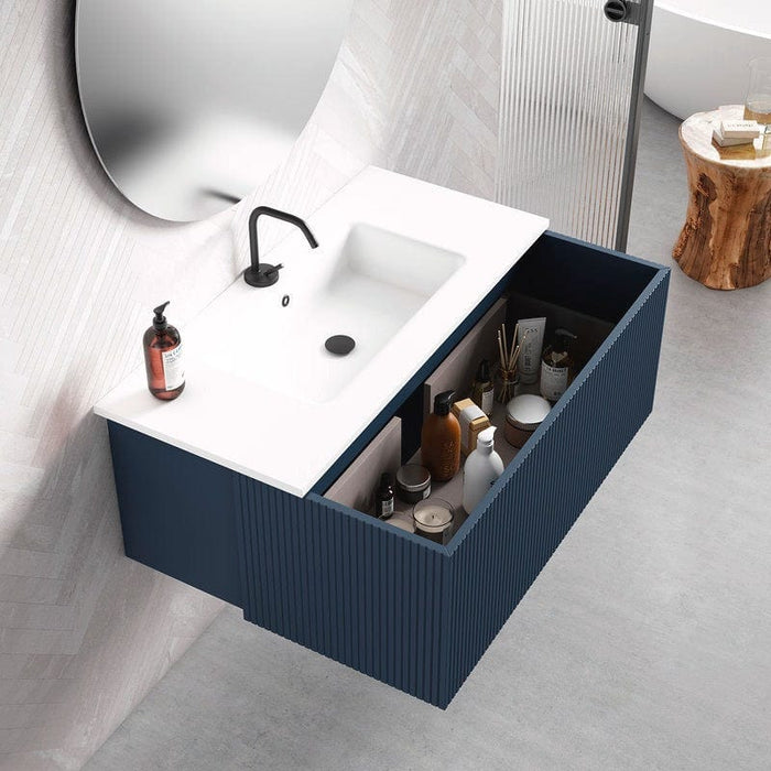 Lucena Bath 40" Bari Floating Vanity with Matching Top and Vessel SinkCeramic Sink in White, Grey, Green or Navy - Backyard Provider