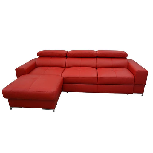 Natural Leather Red Sleeper Sectional Sofa BAZALT with storage, SALE - Backyard Provider