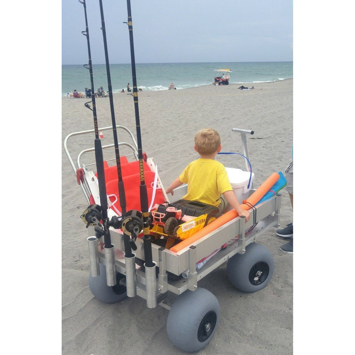 Alumacart Big Kahuna ALUM115 Rust Resistant Large Beach and Fishing Wagon with Rod Holders New